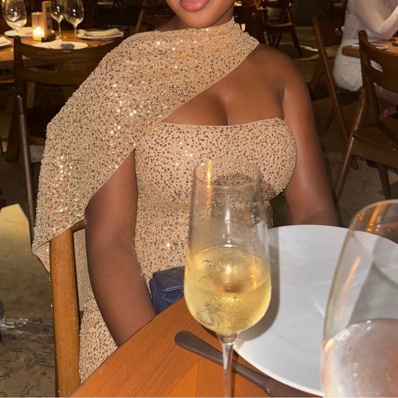 Oh-polly Embellished Scarf-Detail Mini Dress in Gold - Picture 8 of 8